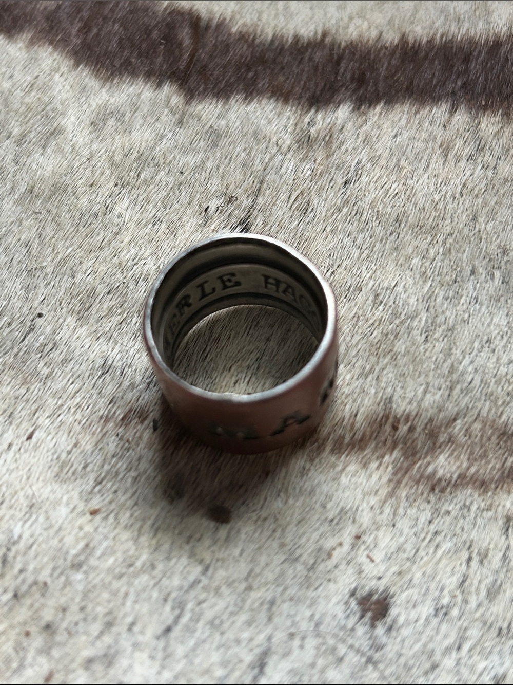 Copper and Silver “mama tried” Merle Haggard custom made Statement Ring - Picture 5 of 5